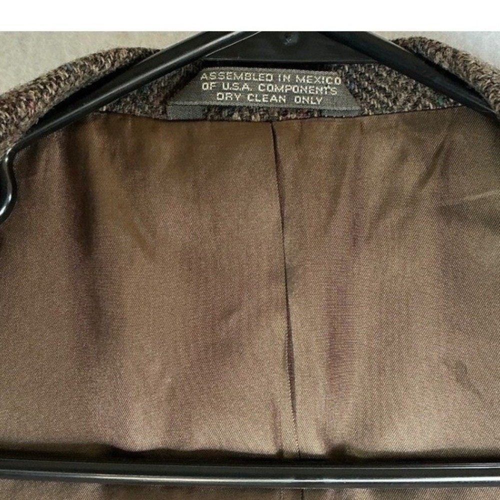 Imperial by Haggar Blazer Mens 46L Brown Wool Herringbone Striped Sport Coat - Picture 11 of 11